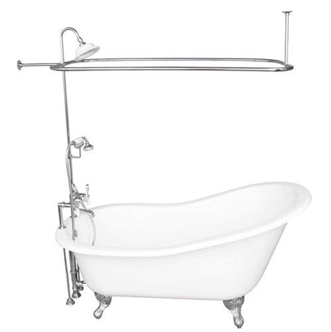 Barclay TKCTSH60-CP3 Tub Kit 60 Cast Iron Slipper Shower Unit Supplies Drain - Polished Chrome