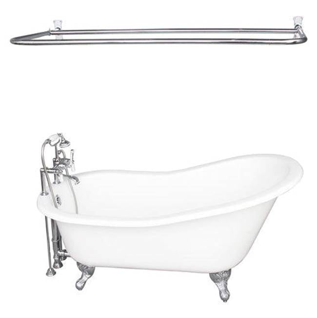 Barclay TKCTSH60-CP5 Tub Kit 60 Cast Iron Slipper Shower Rod Filler Supplies Drain - Polished Chrome