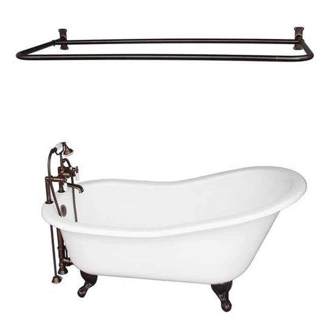 Barclay TKCTSH60-ORB5 Tub Kit 60 Cast Iron Slipper Shower Rod Filler Supplies Drain - Oil Rubbed Bronze