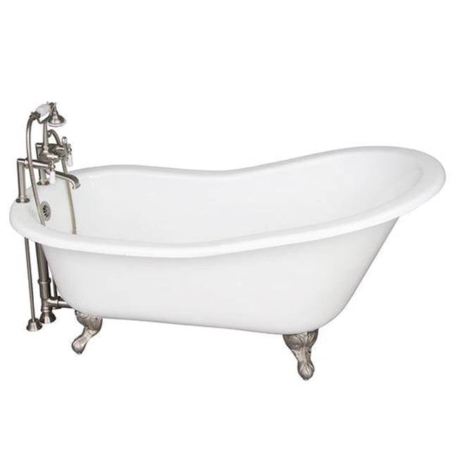 Barclay TKCTSH60-SN1 Tub Kit 60 Cast Iron Slipper Tub Filler Supplies Drain - Satin Nickel