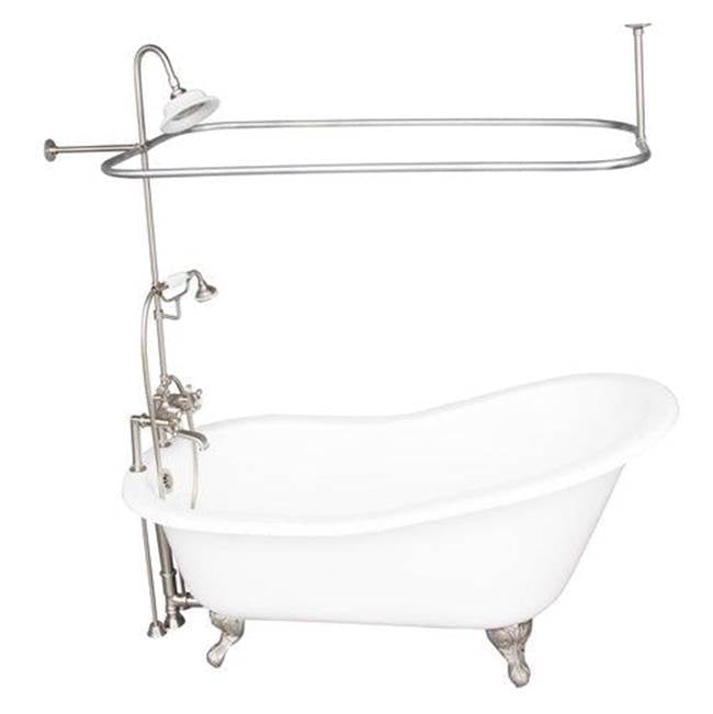 Barclay TKCTSH60-SN4 Tub Kit 60 Cast Iron Slipper Shower Unit Supplies Drain - Satin Nickel