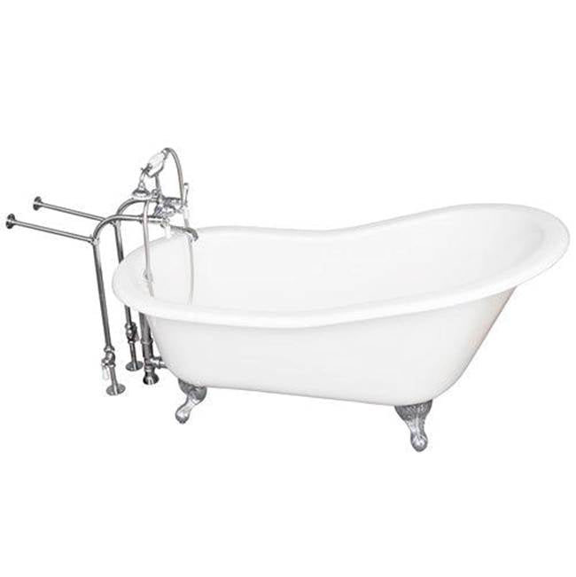 Barclay TKCTSN60-CP1 Tub Kit 60 Cast Iron Slipper Tub Filler Supplies Drain - Polished Chrome