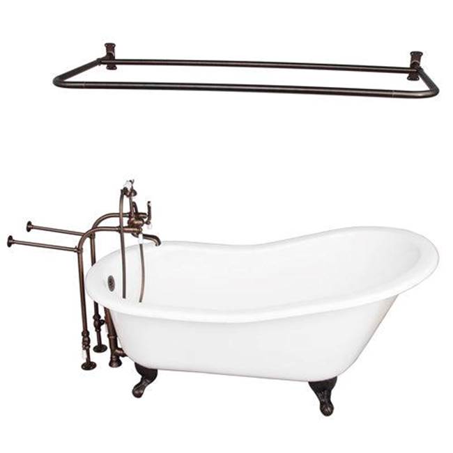 Barclay TKCTSN60-ORB5 Tub Kit 60 Cast Iron Slipper Shower Rod Filler Supplies Drain - Oil Rubbed Bronze