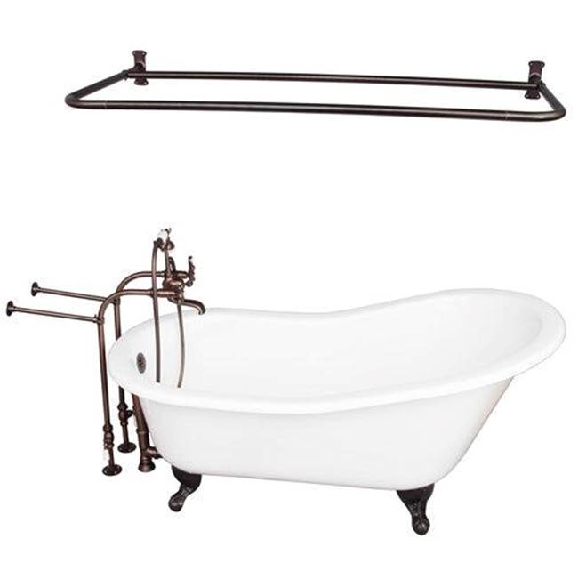 Barclay TKCTSN60-ORB6 Tub Kit 60 Cast Iron Slipper Shower Rod Filler Supplies Drain - Oil Rubbed Bronze