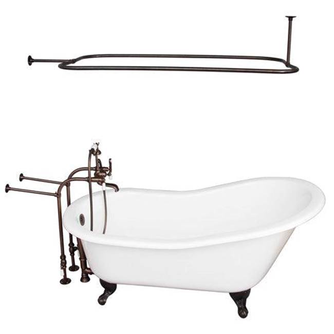Barclay TKCTSN67-ORB3 Tub Kit 67 Cast Iron Slipper Shower Rod Filler Supplies Drain - Oil Rubbed Bronze