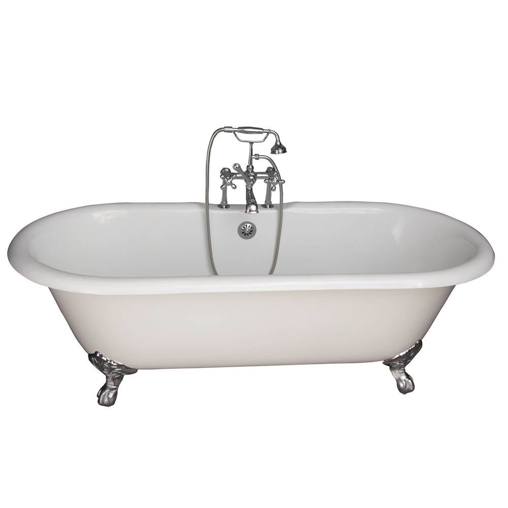 Barclay TKCTDRH-CP5 Tub Kit 67 Cast Iron Double Roll Top Filler Supplies Drain - Polished Chrome