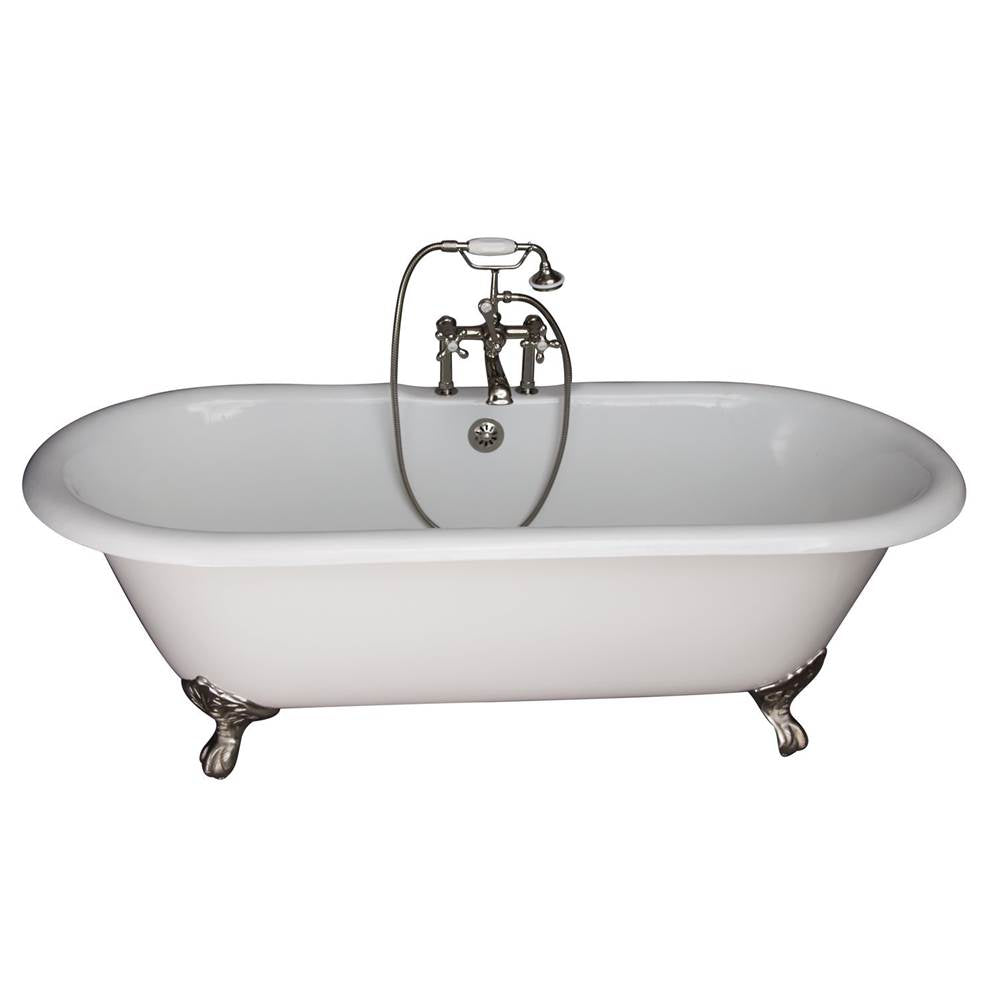 Barclay TKCTDRH-PN2 Tub Kit 67 Cast Iron Double Roll Top Filler Supplies Drain - Polished Nickel