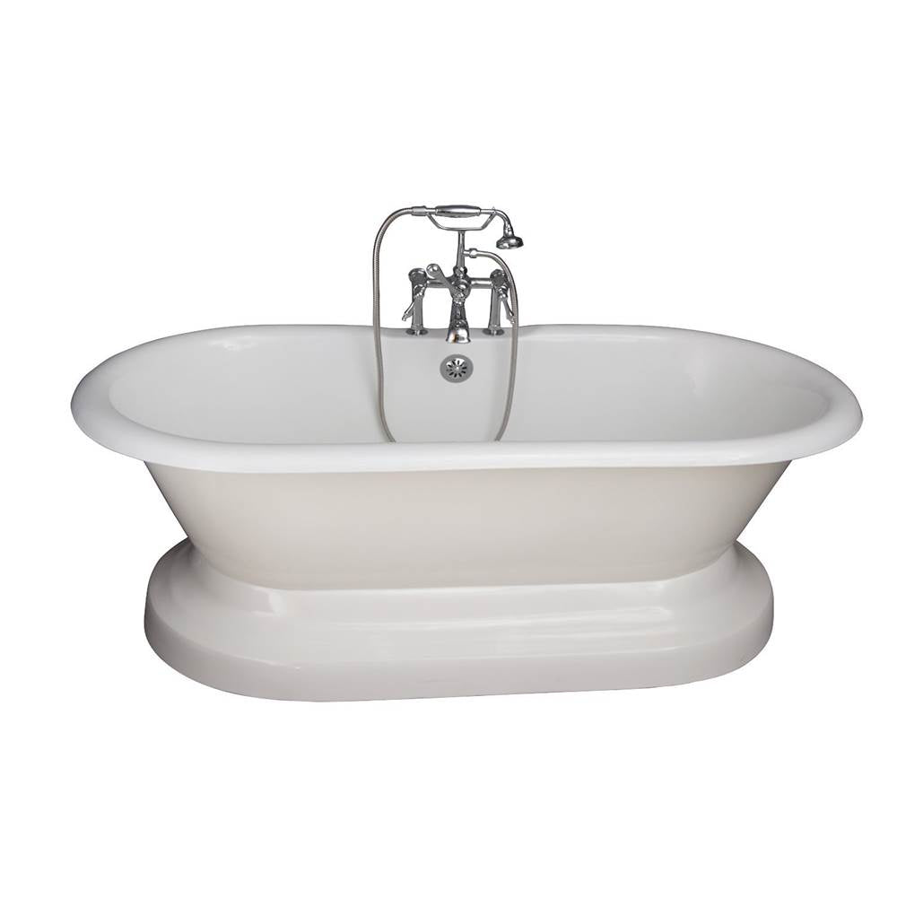 Barclay TKCTDRH61B-CP3 Tub Kit 61 Cast Iron Double Roll Top Base Filler Supplies Drain - Polished Chrome