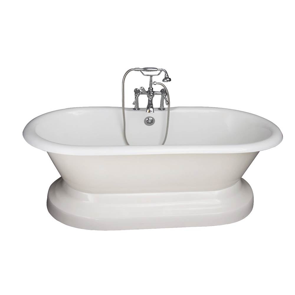 Barclay TKCTDRHB-CP4 Tub Kit 67 Cast Iron Double Roll Top Base Filler Supplies Drain -Chr - Polished Chrome