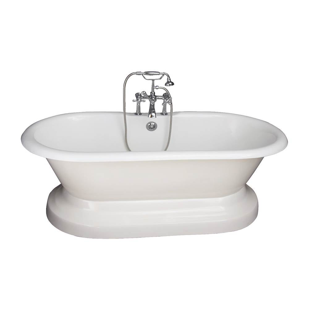 Barclay TKCTDRHB-CP5 Tub Kit 67 Cast Iron Double Roll Top Base Filler Supplies Drain -Chr - Polished Chrome