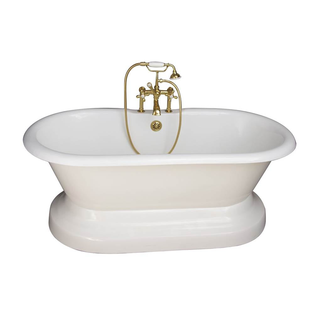 Barclay TKCTDRHB-PB2 Tub Kit 67 Cast Iron Double Roll Top Base Filler Supplies Drain - Polished Brass