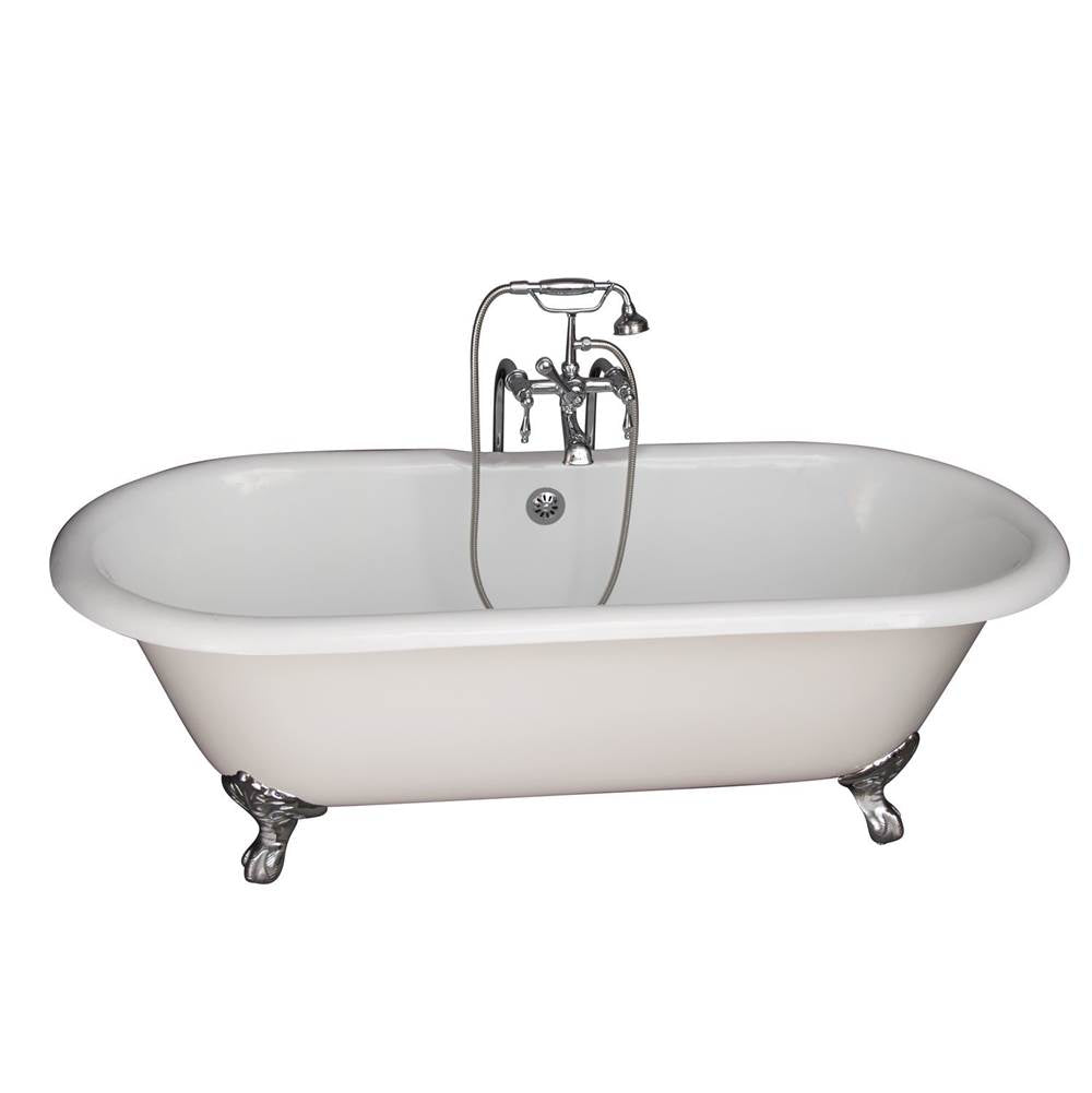 Barclay TKCTDRN-CP3 Tub Kit 67 Cast Iron Double Roll Top Filler Supplies Drain - Polished Chrome