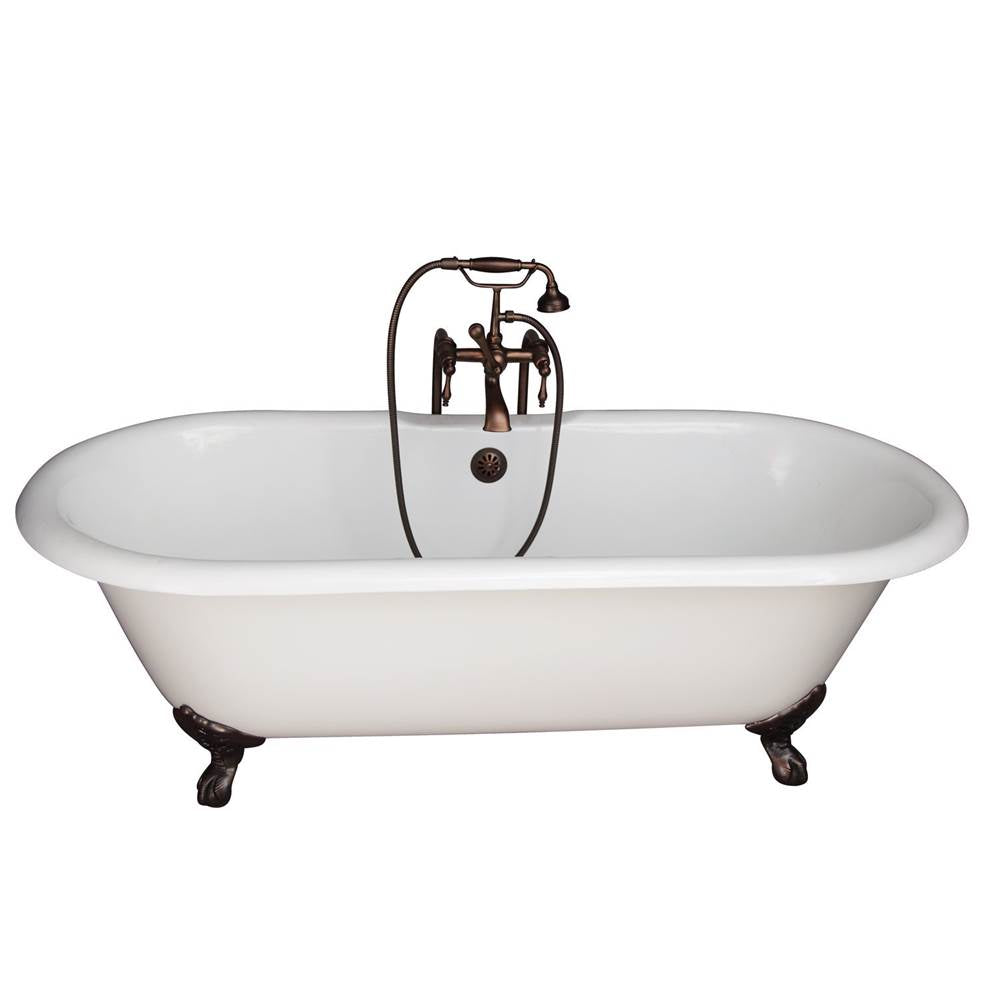 Barclay TKCTDRN61-ORB3 Tub Kit 61 Cast Iron Double Roll Top Filler Supplies Drain - Oil Rubbed Bronze