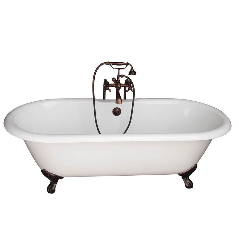 Barclay TKCTDRN61-ORB5 Tub Kit 61 Cast Iron Double Roll Top Filler Supplies Drain - Oil Rubbed Bronze