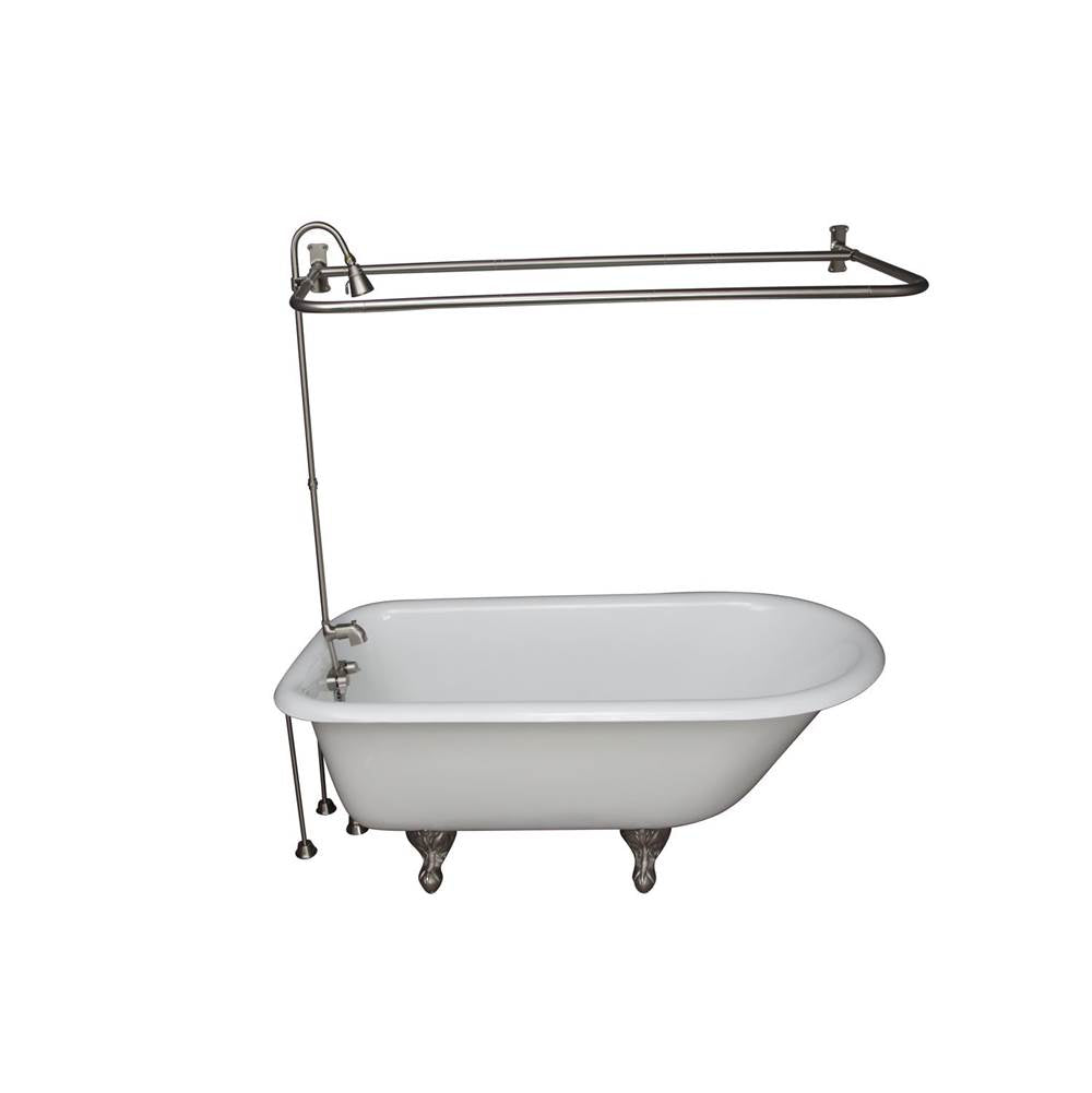 Barclay TKCTRH54-SN5 Tub Kit 54 Cast Iron Roll Top Filler Shower Unit Supplies Drain - Brushed Nickel