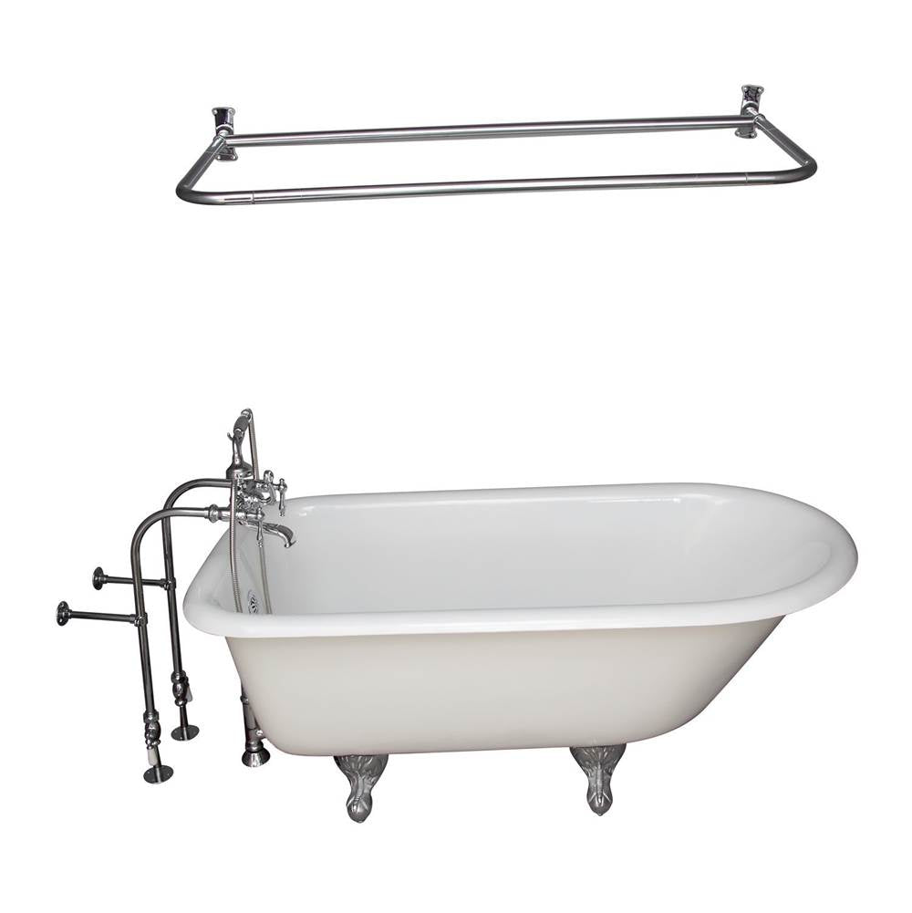 Barclay TKCTRN54-CP13 Tub Kit 55 Cast Iron Roll Top Filler Shower Rod Supplies Drain - Polished Chrome