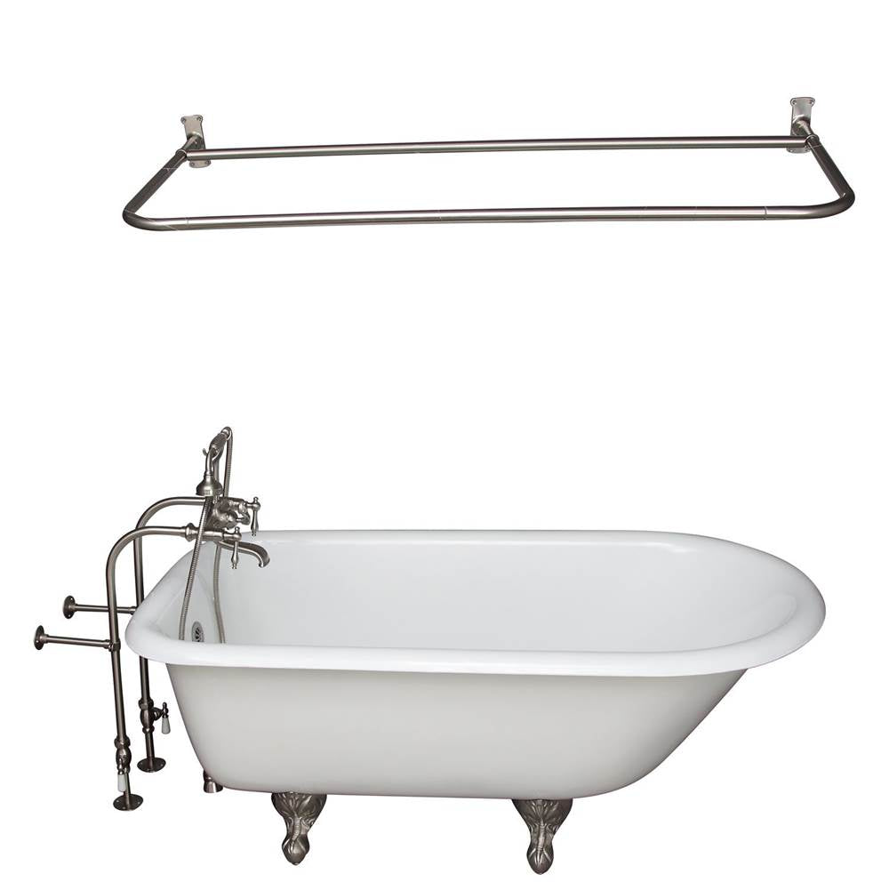 Barclay TKCTRN60-SN13 Tub Kit 60 Cast Iron Roll Top Filler Shower Rod Supplies Drain - Brushed Nickel