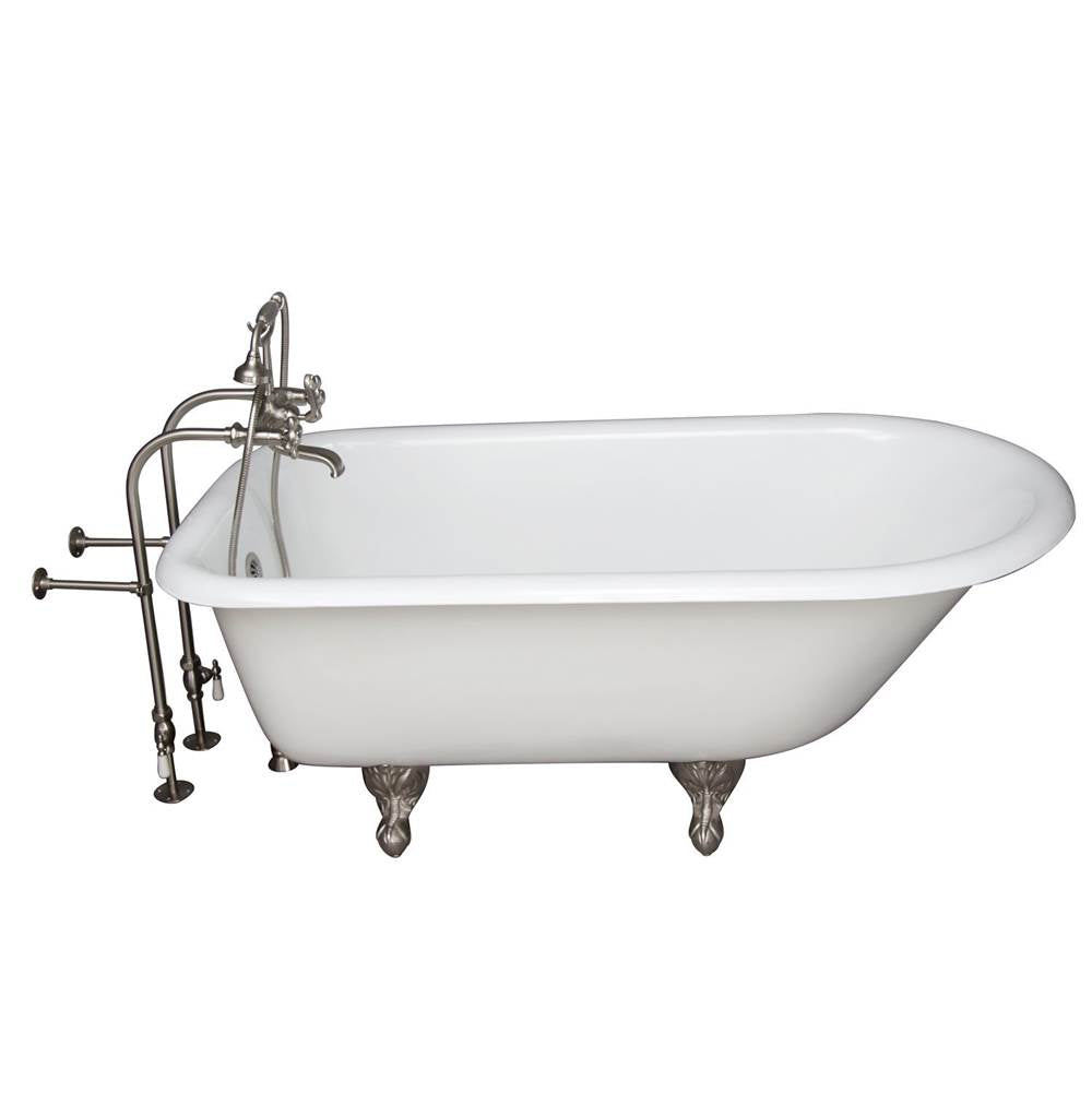 Barclay TKCTRN60-SN9 Tub Kit 60 Cast Iron Roll Top Tub Filler Supplies Drain - Brushed Nickel