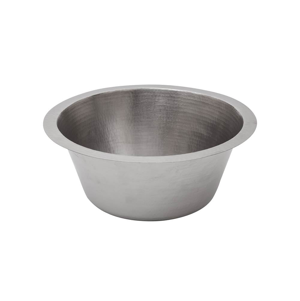 Premier Copper Products BR16EN3 16" Round Hammered Copper Prep Sink in Nickel w/ 3.5" Drain Opening