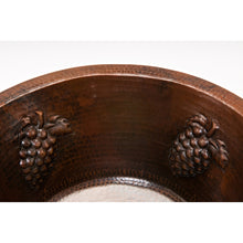 Load image into Gallery viewer, Premier 16&quot; Copper Bar Sink W/  Grapes and 2&quot; Drain BR16GDB2