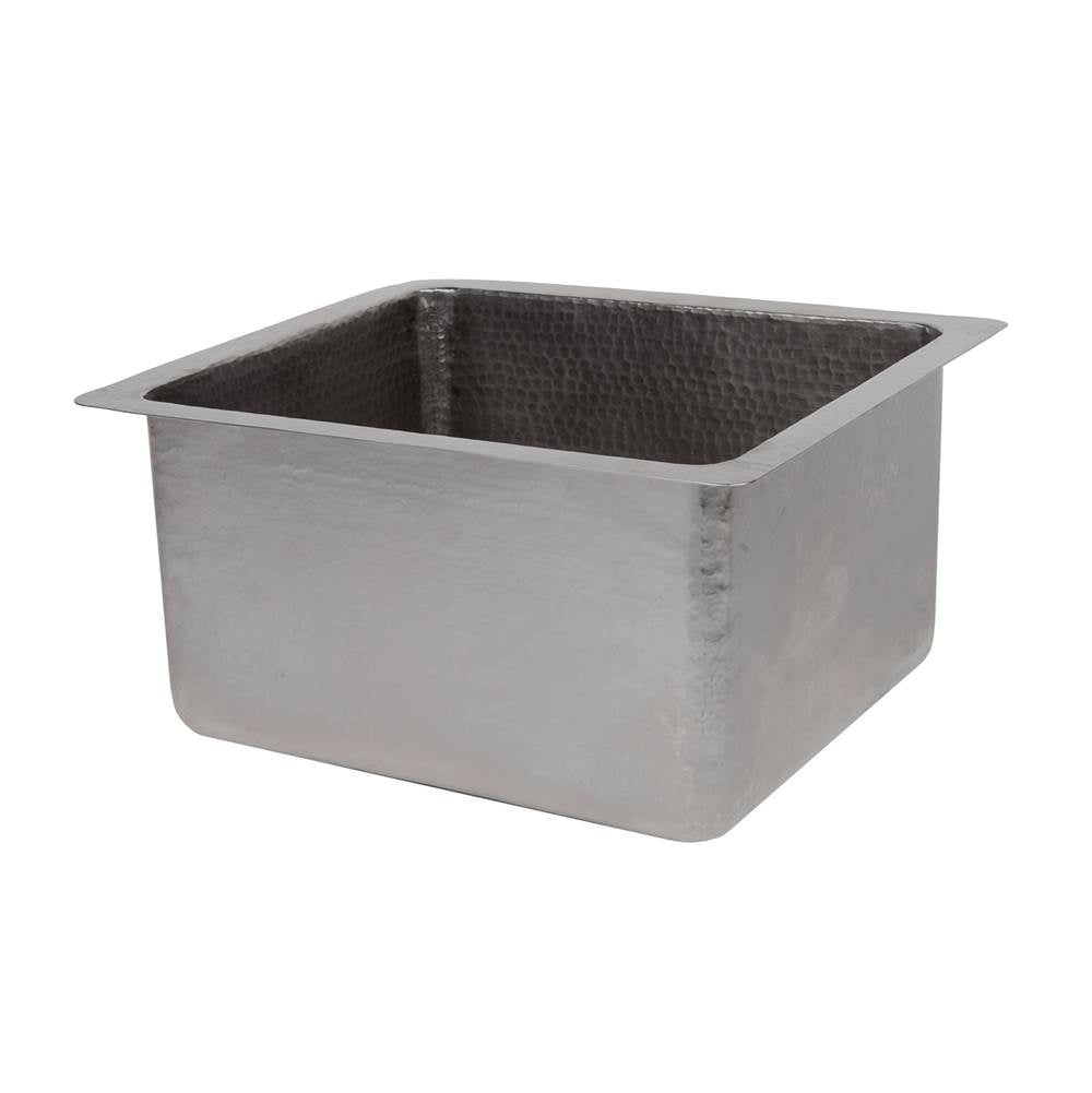 Premier Copper Products BREC16EN 16" Gourmet Rectangular Hammered Copper Bar/Prep Sink in Nickel