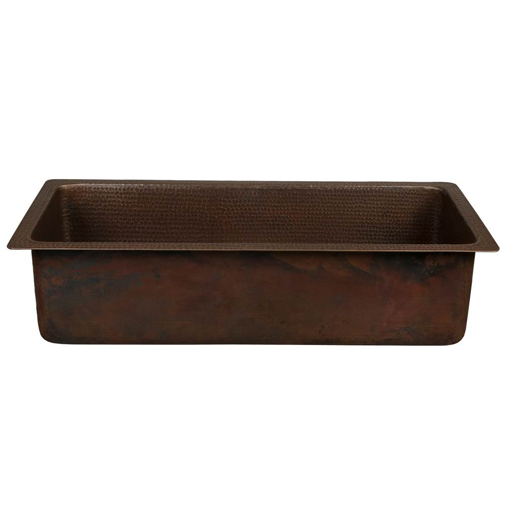 Premier Copper Products BREC28DB 28" Rectangle Hammered Copper Bar/Prep Sink with 3.5" Drain Opening