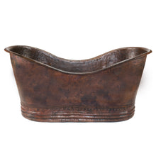 Load image into Gallery viewer, Premier 67&quot; Hammered Copper Double Slipper Bathtub  BTD67DB