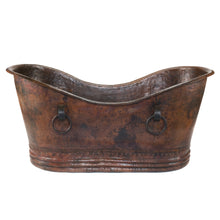 Load image into Gallery viewer, Premier 67&quot; Hammered Copper Double Slipper tub/Rings BTDR67DB