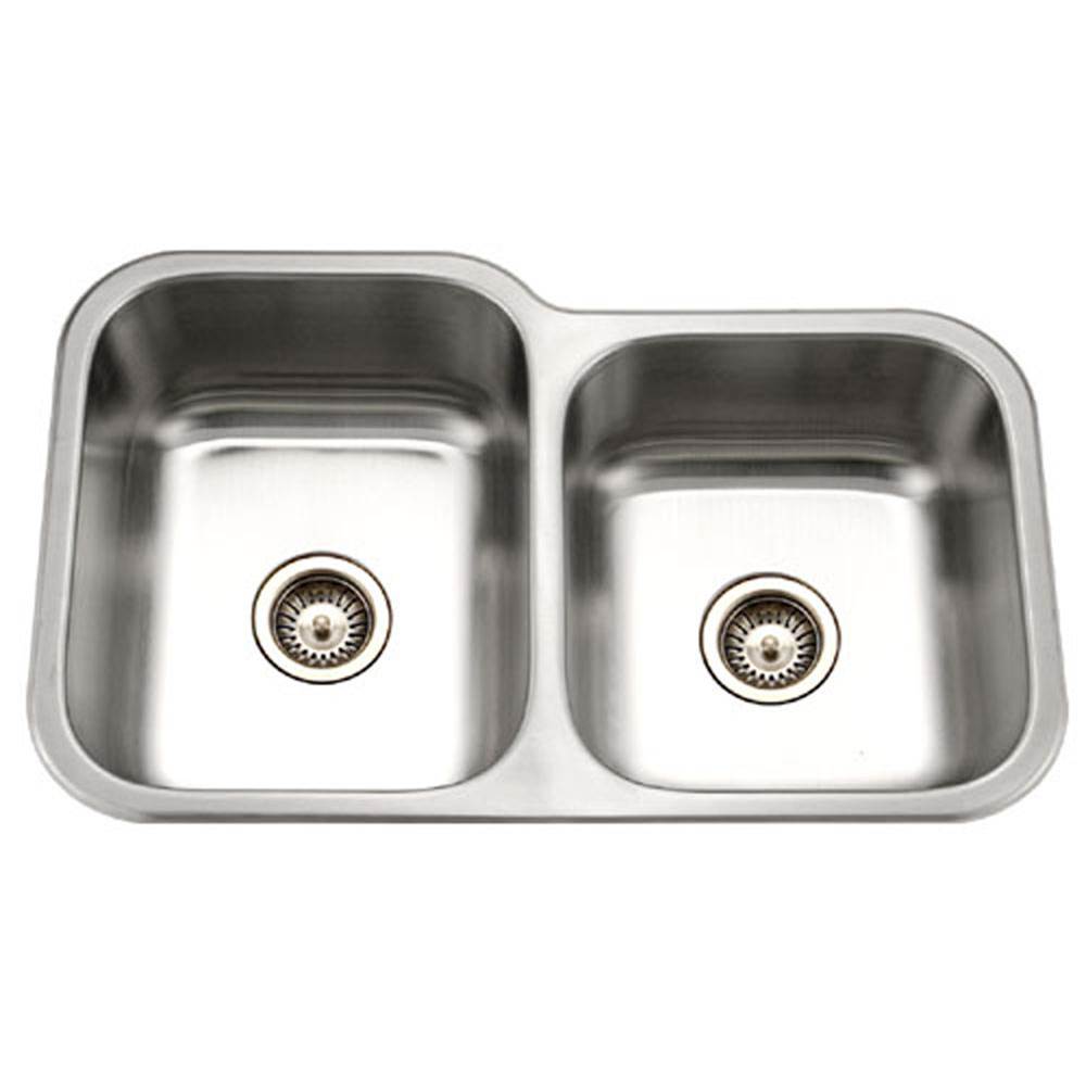 Hamat CLA-3221DR-20 Undermount Stainless Steel 60/40 Double Bowl Kitchen Sink, Small Bowl Right