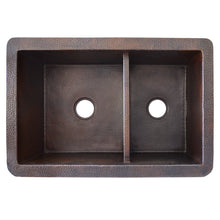 Load image into Gallery viewer, Native Trails CPK275 Cocina Duet 33&quot; Undermount Copper Kitchen Sink Antique Copper