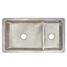 Load image into Gallery viewer, Native Trails CPK577 Cocina 40&quot; Duet Pro Copper Undermount Kitchen Sink Brushed Nickel