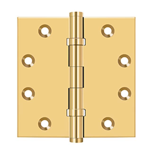 Deltana CSB45BB 4-1/2 x 4-1/2 Square Hinges, Ball Bearings - PVD Polished Brass