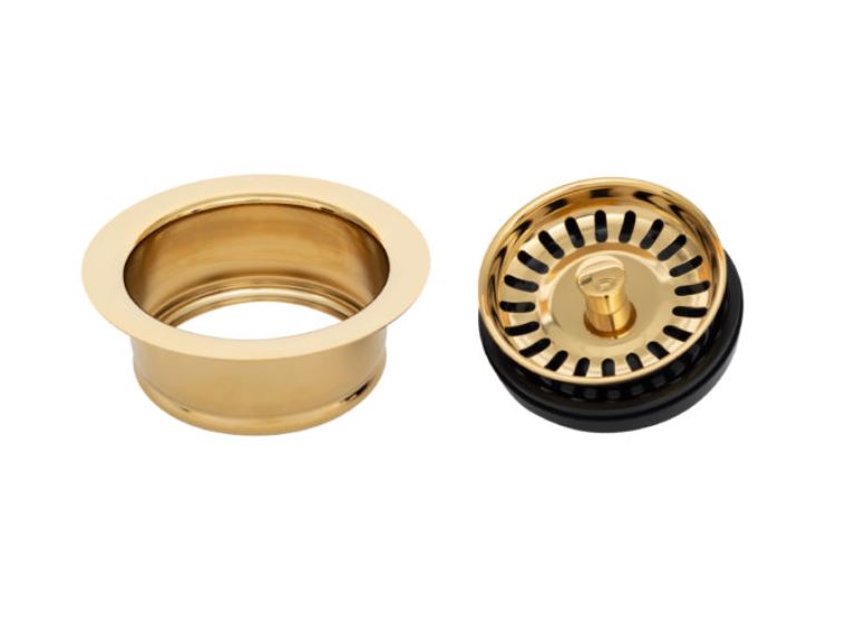 Premier Copper Products D-130PB 3.5" Deluxe Garbage Disposal Drain w/ Basket - Polished Brass