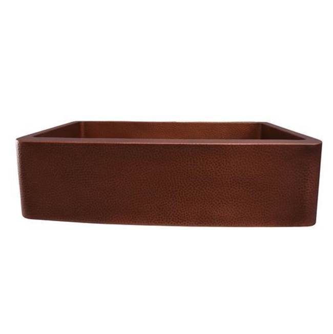 Barclay FSCSB3136-AC Gatsby 34 Copper Farmer Sink Hammered Front and Interior - Antique Copper