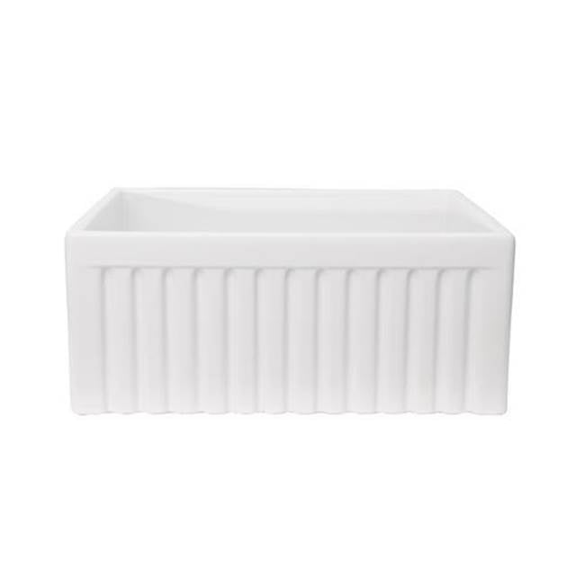 Barclay FSSB1108-WH Carthage 24 Fluted Single Bowl Center Drain - White