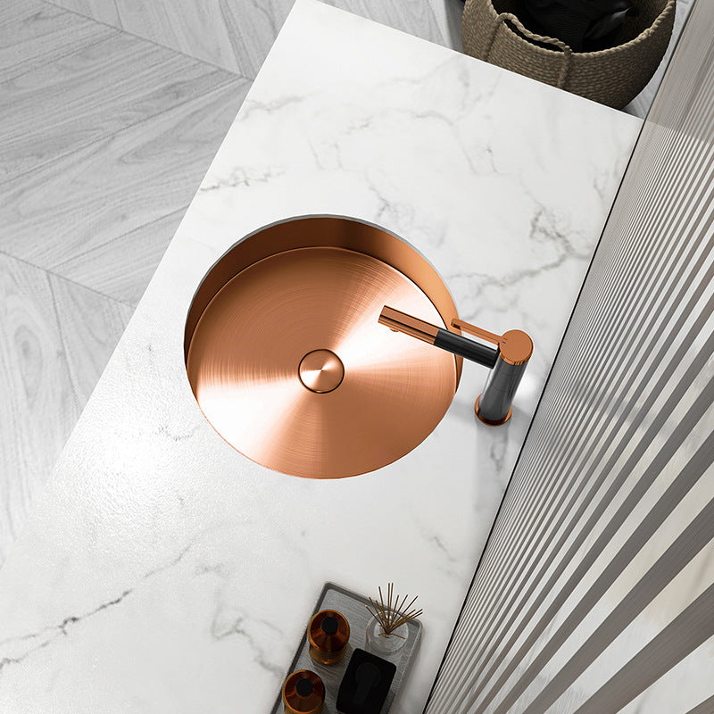 Eden Bath EB_SS050RG Round 15-in Stainless Steel Undermount Sink in Rose Gold with Drain