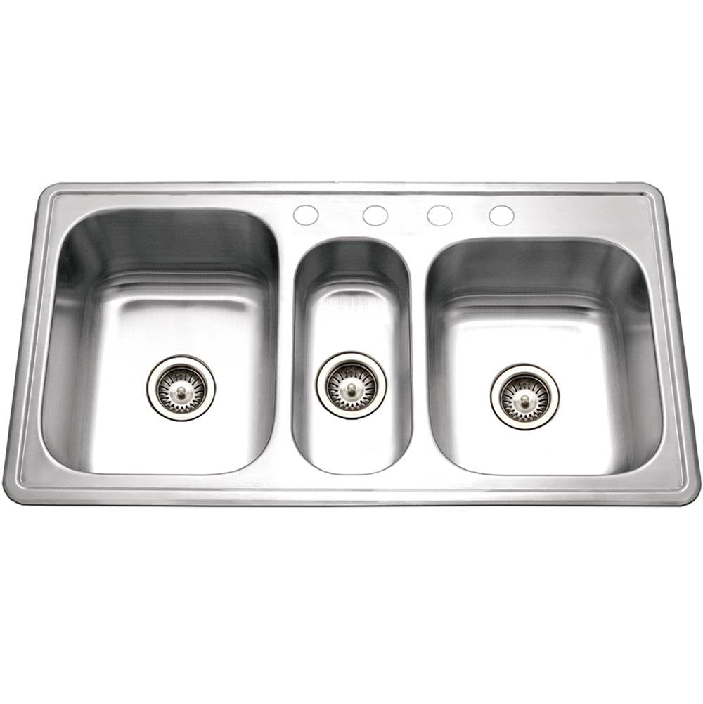 Hamat EDI-4222TT-4-1 Topmount Stainless Steel 4-Hole Triple Bowl Kitchen Sink