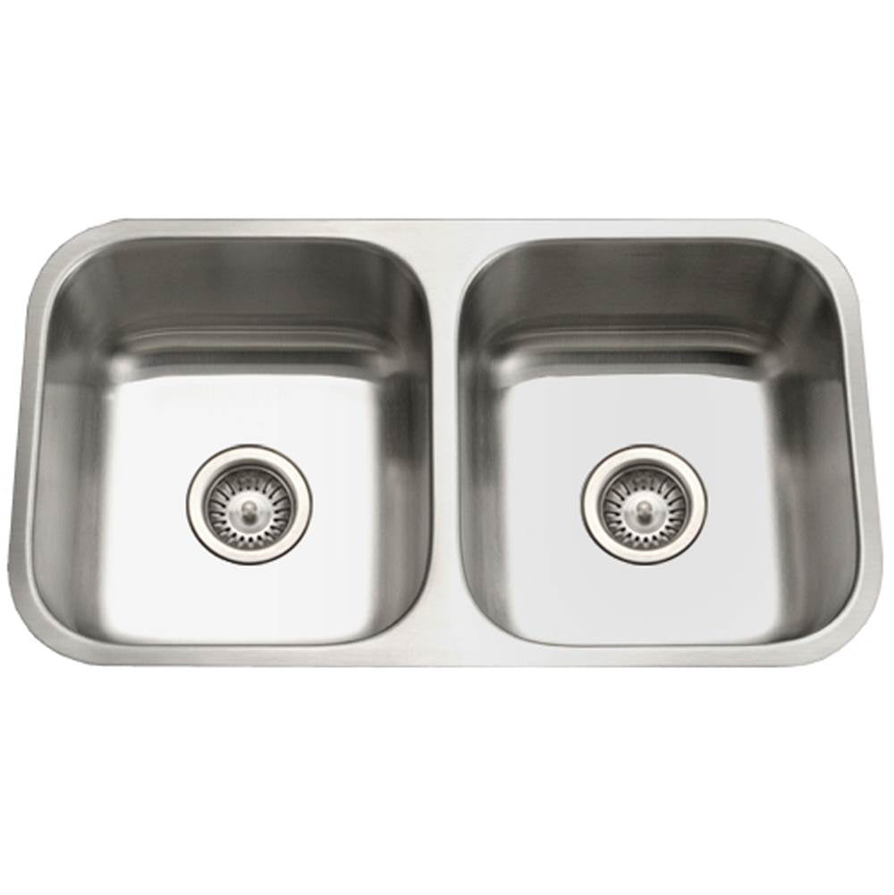 Hamat ENT-3218D-20 Undermount Stainless Steel 50/50 Double Bowl Kitchen Sink, 18 Gauge