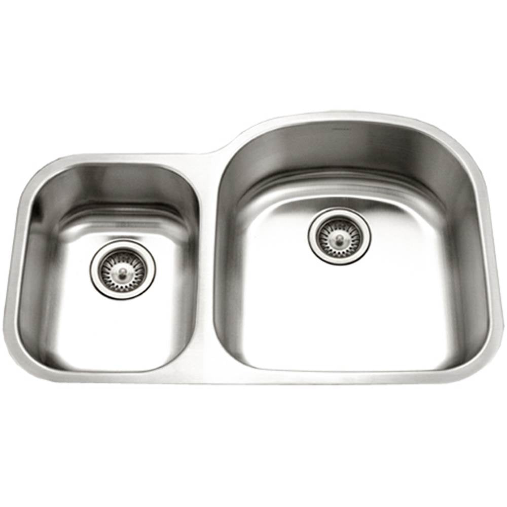 Hamat ENT-3321DDL-1 Undermount Stainless Steel 30/70 Double Bowl Kitchen Sink, Small Bowl Left, 18 Gauge