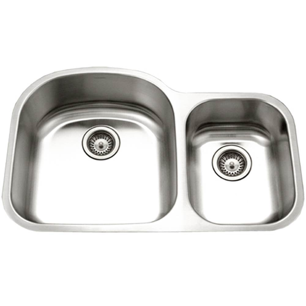Hamat ENT-3321DDR-1 Undermount Stainless Steel 70/30 Double Bowl Kitchen Sink, Small Bowl Right, 18 Gauge