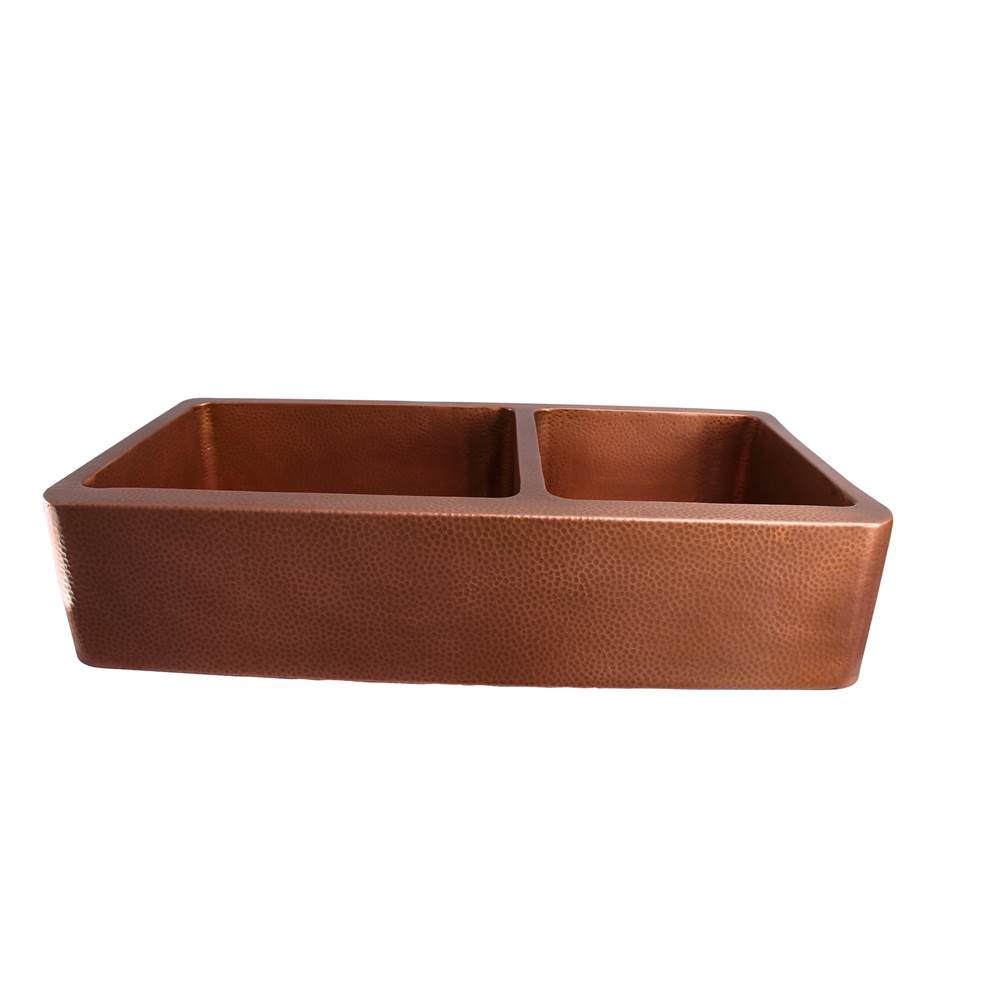 Barclay FSCDB3568-AC Pandan 42 Double Bowl Farm Sink60/40 Hammered - Antique Copper