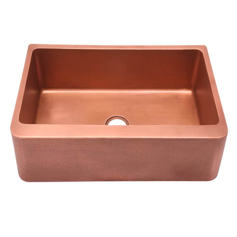 Barclay FSCSB3108-AC Barroca 33 Copper Farmer Sink with Ham Exterior Smooth Int - Antique Copper