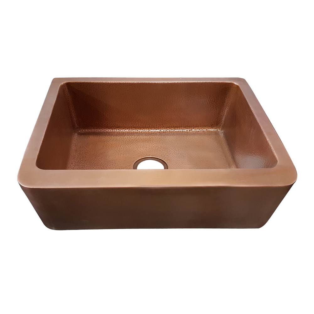 Barclay FSCSB3124-SAC Bentley 33 Single Bowl Copper Farmer Sinks Ext Hammered Int Smooth - Smooth Antique Copper