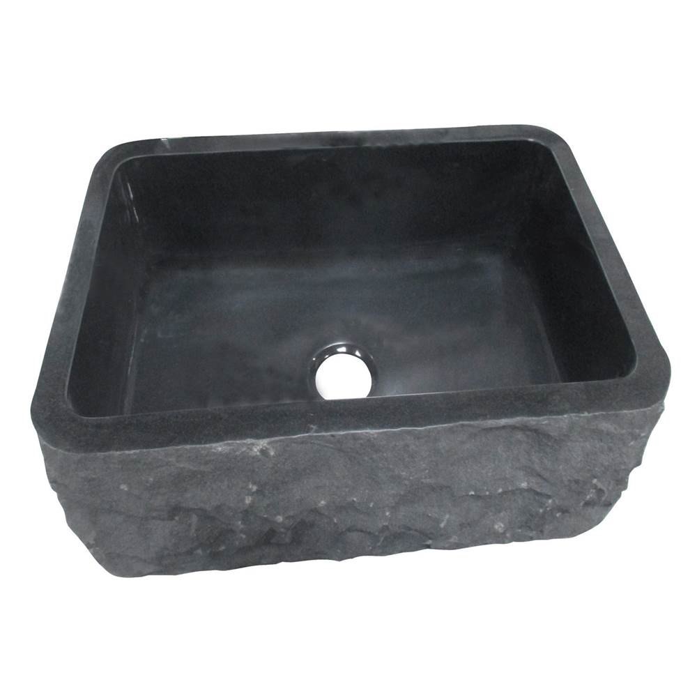 Barclay FSGSB4012-GPBL Birgitta24 Granite Single BlFarmer Sink Chiseled Frnt - Polished Black