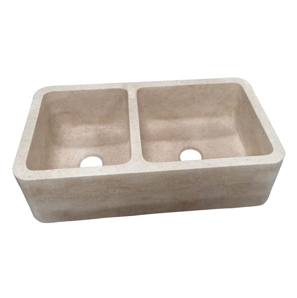 Barclay FSMD5566-MPGA Dryden 36 Offset Double Bowl Farmer Sink - Polished Marble