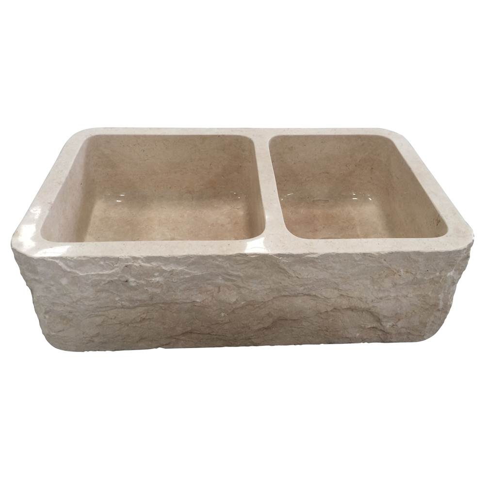 Barclay FSMD5576-MPGA Ranier 36 Offst Double Bowl Farmer Sink With Chiseled Apron - Polished Marble