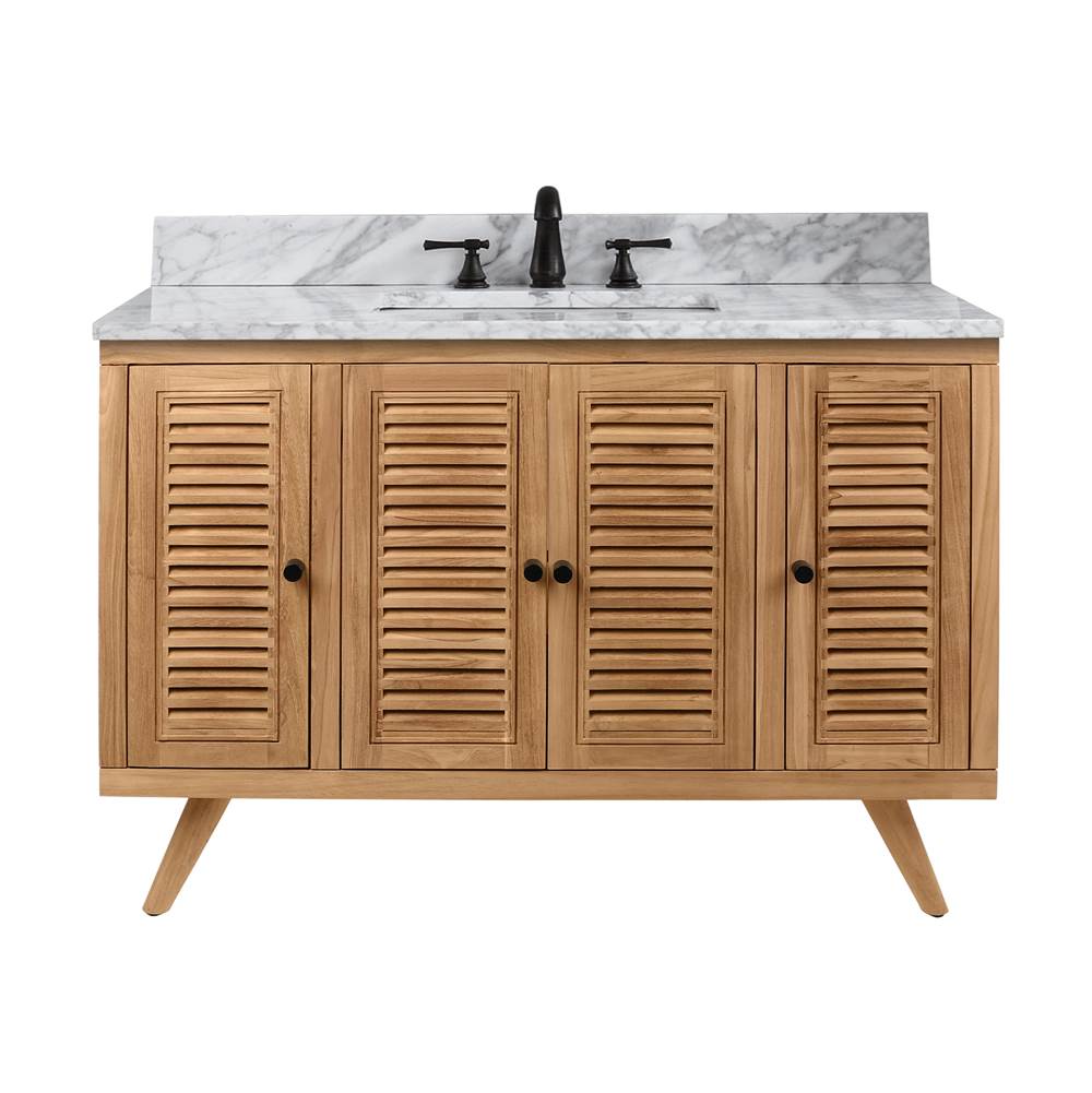 Avanity HARPER-VS49-NT Harper 49 in. Vanity Combo in Natural Teak with Carrara White Marble Top