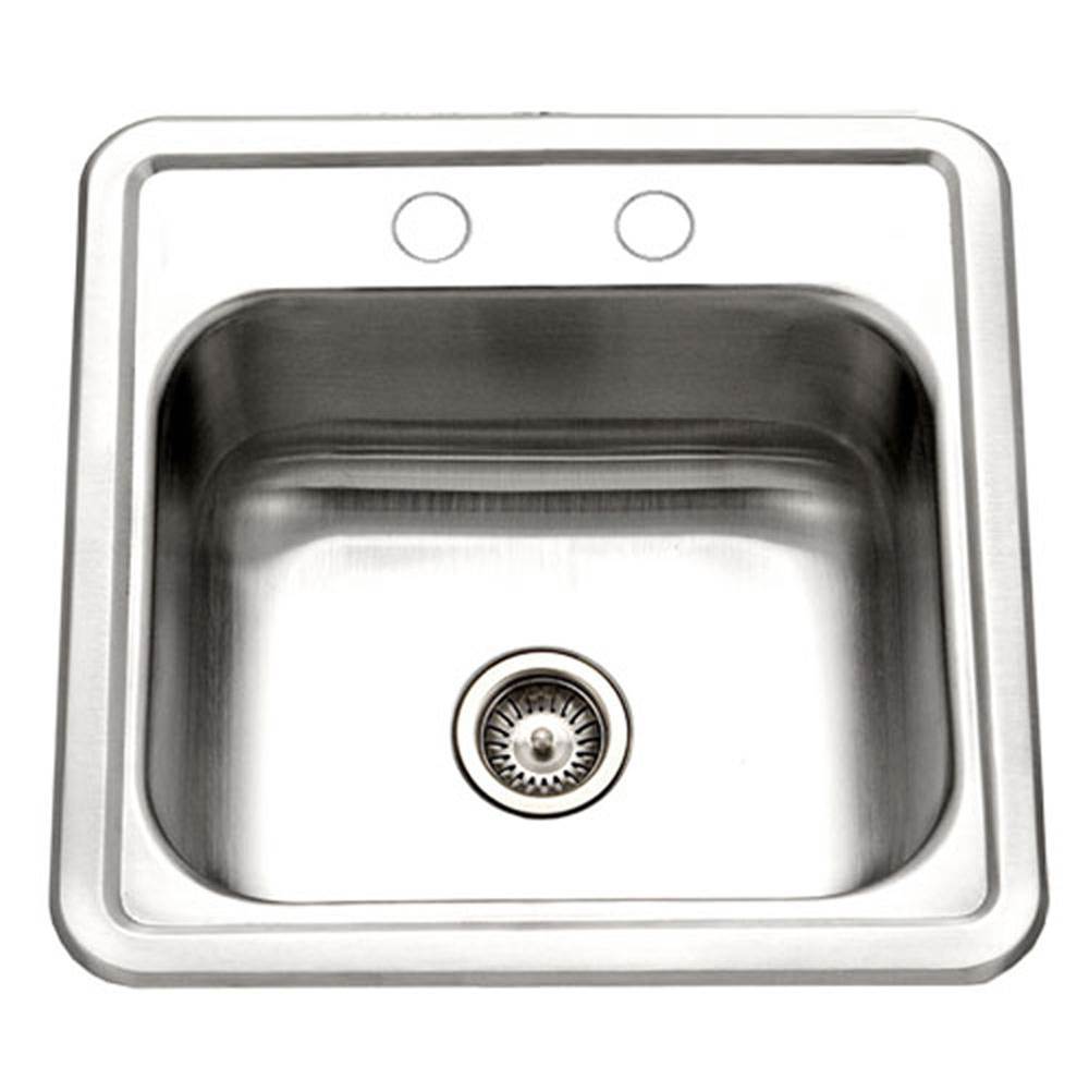 Hamat HOT-1515ST-1 Topmount Stainless Steel 2-Holes Bar/Prep Sink
