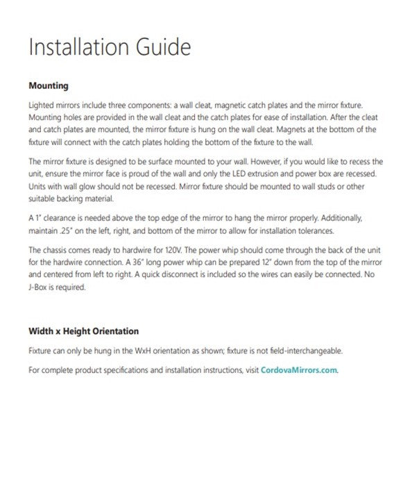 Cordova CHA-2436 Charisma Lighted Mirror