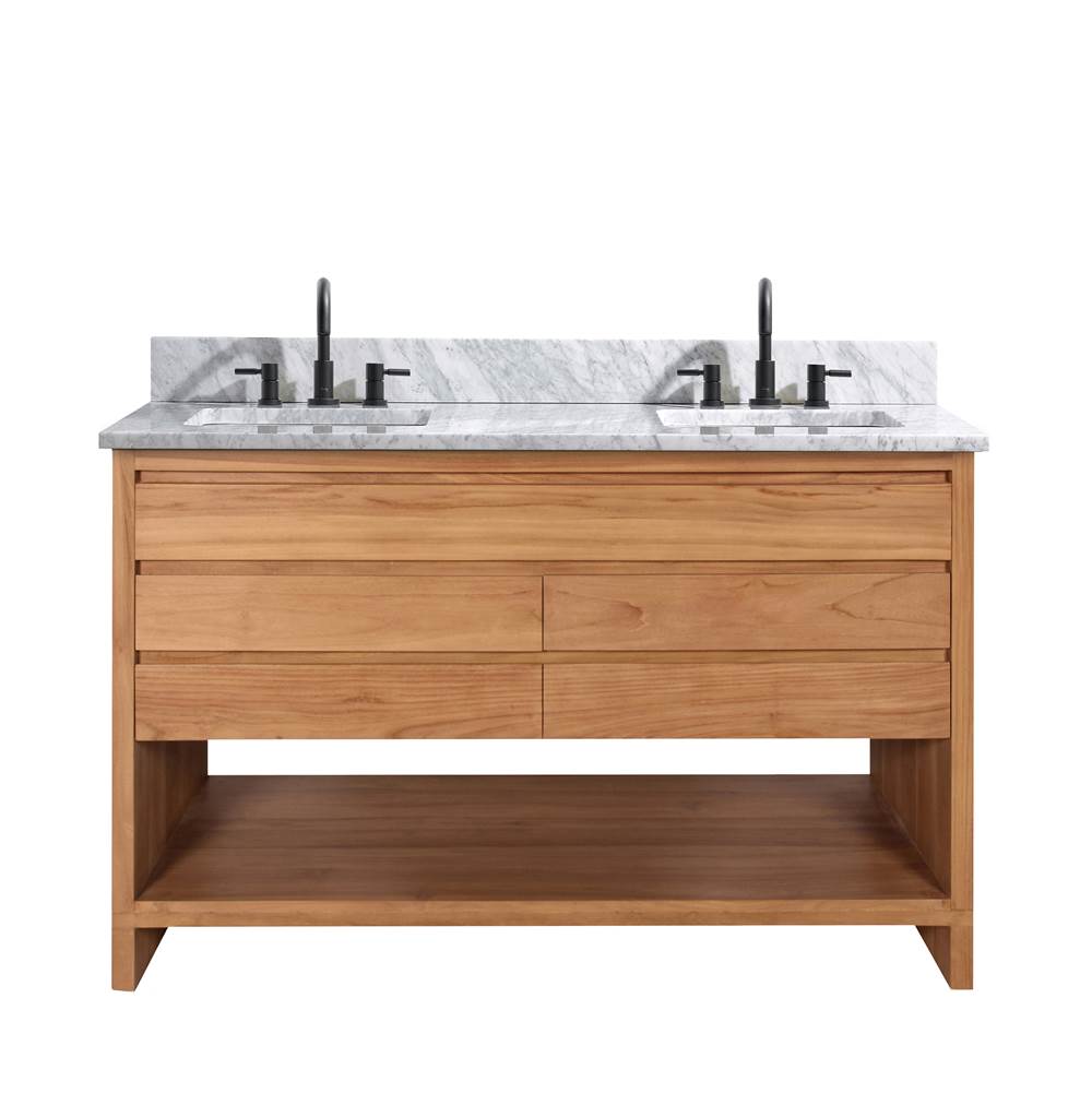 Avanity KAI-VS49-NT Kai 49 in. Vanity in Natural Teak with Carrara White Marble Top